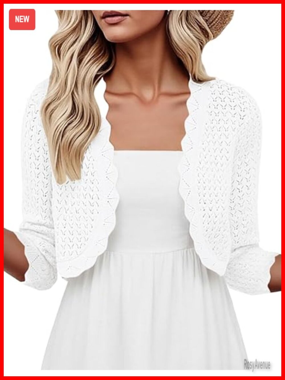 Cropped Bolero Shrug Crochet Cardigan 3/4 Sleeve Lightweight Knit for Dresses